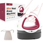 Mini Heat Press, HTVRONT Mini Heat Press Machine for T-Shirts and Heating Transfer, Portable Heat Transfer Machine T Shirt Printing Machine Iron on Machine, 11x6.5cm (Raspberry Red)