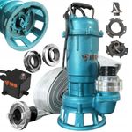 1100W Submersible Dirty Water Pump Grinder Sewage Well Septic Flood Sewage Sump (1100W Pump & 50m White FIRE Hose)