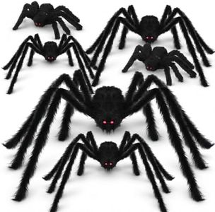Nirohee Halloween Decorations Outdoor,6 Pack Giant Spider Halloween Party Decor Large Outside Decorations,Scary Spiders with Bendable Legs for Lawn,Yard,Spider Web,Wall,Window