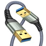 [2 PACK] USB A to USB A Cable [3.3FT+ 3.3FT], USB 3.0 A Male to A Male Cable [Never Rupture] Double End USB Cord Compatible with Hard Drive Enclosures, DVD Player, Laptop Cooler and More