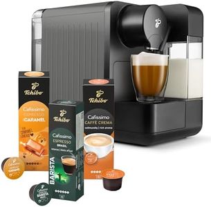 Tchibo Cafissimo „milk“ Kaffeemaschine Kapselmaschine inkl. 30 Kapseln für Caffè Crema, Espresso, Kaffee und Milchspezialitäten, Kapselmaschine mit Milchaufschäumer, Metallic Silver