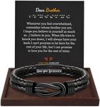 Big Brother Gift Leather Bracelet for Men Knot Infinity Black Braided Cuff Bracelets Birthday Anniversary Graduation Christmas Jewelry Gifts for Him Teen Boys