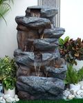 EXPLEASIA Rainforest Water Fall Water Fountain for Home & Garden | Home Decor Water Fountain| Home Decor Water Fountain, Fountain for Living Room, Outdoor Water Fountain (Grey) (48.3x38.1x101.6) Cm