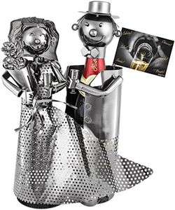 BRUBAKER Porte-Bouteille de Champagne - Couple marié/Mariage - Métal - Carte de vœux Incluse - Idée Cadeau Originale - Objet décoratif