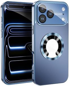 Doulings Magnetic Series Design for iPhone 14 Pro Max Case,[Compatible with MagSafe][Military Drop&Full Camera Lens Protector] Large Window Logo View Dust-Proof Matte Shockproof Cover,Blue