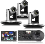 FoMaKo NDI Camera AI Auto Tracking HDMI PTZ Camera 20x Optical Zoom(3pcs) +KC601 Pro Video Mixer Switcher+ KC608 Pro PTZ Controller (FMK20UH NDI x3 + KC601+KC608 Pro)