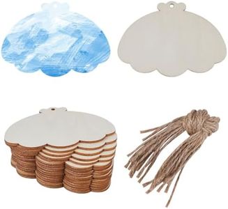 GORGECRAFT 20 Pieza de Concha de Madera Sin Terminar En Blanco para Colgar Rebanadas de Adornos con Agujeros Colgantes de Cuerdas para Manualidades Bodas Navidad Cumpleaños Decoración de Fiestas