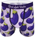 Good Luck Undies Men's Eggplants Boxer Brief Underwear, Large Purple