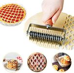 Stainless Steel Lattice Cutter, Dough Lattice Roller Cutter Baking Tool Cookie Pie Pizza Bread Pastry Crust Roller Cutter with Wood Handle, Household Time-Saver Baking Pastry Tools for Pizza Biscuits