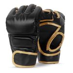 MMA Gloves for Men and Women, Sparring and Punching Gloves with Shock Absorbing Padding and Adjustable Straps, Ideal for Kickboxing, Muay Thai and Mixed Martial Arts Equipment (Black, Universal)