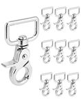 QWORK Swivel Snap Hooks, 10 Pack Heavy Duty Trigger Snaps, Nickel Plated Eye Closure Spring Hook