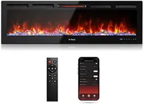 TURBRO 60” Smart WiFi Infrared Electric Fireplace with Sound Crackling and Realistic Flame, 1500W Quartz Heater, Recessed or Wall Mounted, Adjustable Flame Effects, Remote Control and App, in Flames