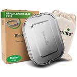 Blockhütte Premium Stainless Steel Lunch Box I 1400ml I 3 Compartments, Spare Seal I Metal Food Containers, Bento Lunch Boxes for Adults, Kids I 2 Movable, Removable Divider I Leakproof