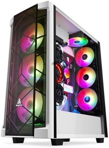 Segotep T1 White Full-Tower E-ATX Gaming PC Case, Graphics Card Vertical Mounting w/Tempered Glass Side Panel, USB 3.0 Type-C I/O Panel, Cable Management/Optional 360mm Radiator (No Fan Included)