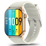 Smart Watch with Bluetooth Call, 2.04" AMOLED Display, 24/7 Heart Rate, Blood Oxygen, Sleep Monitor, 136+ Sports Modes, IP68 Waterproof Fitness Tracker, Smartwatch for Men Women Android iOS, Beige