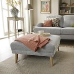 Abakus Direct | Harper 2 or 3 Seater Sofa Love Cuddle Chair Armchair Couch Settee in Light Grey Water Repellent Velvet Fabric (Footstool)