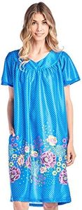 Casual Nights Women's Short Sleeve Muumuu Lounger Dress - Blue - Medium