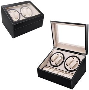 Mcbazel Automatic Watch Winder Box with 4 Watch Winder & 6 Extra Storage Space,Multifunction Organized Watch Display 4+6 Storage