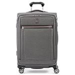 Travelpro Platinum Elite Softside Expandable Checked Luggage, 8 Wheel Spinner Suitcase, TSA Lock, Men and Women, Vintage Grey, Checked Medium 25-Inch