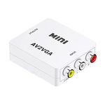 1Goal AV to VGA Video Converter, Mini AV2VGA HD Video Converter, AV (RCA) (CVBS) to VGA Video Audio Converter with 3.5mm for PC/HDTV etc. (White)