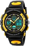 Dayllon Kids Digital Watch Outdoor Sports 50M Waterproof Electronic Watches Alarm Clock 12/24 H Stopwatch Calendar Boy Girl Wristwatch, Black Yellow, Digital