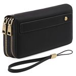 GAEKEAO Wallet for Women Clutch RFID Blocking Leather Wristlet Purse Large Capacity Credit Card Holder with Grip Hand Strap