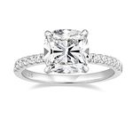 EAMTI 3.5CT 925 Sterling Silver Rings Cushion Cut Cubic Zirconia CZ Engagement Rings Wedding Bands for Women Promise Rings for Her Size 9