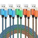 iPhone Charger Cable (6 FT) [MFi Certified] Nylon Braided Fast Charging Long Cables Compatible iPhone 14 13 12Pro Max/Pro/mini/11Pro Max/11Pro/11/XS/Xs Max/XR and More-Color, 5 Count (Pack of 1)