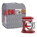 Yarwo Dust Cover for 6-8 qt Stand Mixer, Protective Dust Cover with Top Handle and Pockets for Extra Accessories,Chevron