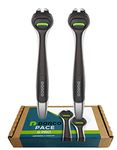 Dorco Pace 6 Pro - Six Blade Razor System with Trimmer - 2 Replacement Handles (Handles Only)