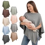 Fiohiros Breastfeeding Cover,Soft Breathable Modal Nursing Cover for Mum,360° Full Coverage Breast Feeding Cover Up,Multi-use Poncho Breastfeeding Cover for Stroller Car Seat Shawl (Grey)