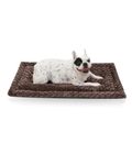Washable Dog Bed Mat Reversible Dog Crate Pad Soft Fluffy Pet Kennel Beds Dog Sleeping Mattress for Large Jumbo Medium Small Dogs, 35 x 22 Inch, Brown