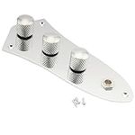 Musiclily Loaded Prewired Jazz Bass Control Plate for J Bass Style Guitar,Chrome