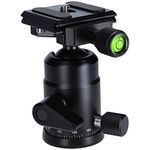 Rollei Tripod Ball Head for Compact Traveler No1 Aluminium Black Professional 360 Degree Tripod Head with Friction, 8 kg Load Capacity and 3 Spirit Levels. Includes Acra Swiss Quick Release Plate