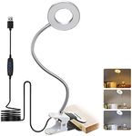 Skymore Clip on Light -3 Color Modes&10 Brightness LED Reading Desk Light with Clamp Flexible Gooseneck Book Light for Kids' Bedtime Reading, Zoom Meetings, Clip on Table, Headboard, Dorm&Office Use