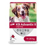 K9 Advantix II Flea and Tick Treatment for Large Dogs weighing 11 kg to 25 kg (24 lbs. to 55 lbs.)-2 doses