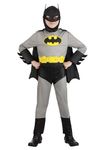 Kid's Classic Batman Costume - Child Muscular Superhero Jumpsuit with Cape & Mask - Officially Licensed DC Comics XS Gray