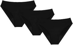 KNIX Kt Teen Super Leakproof Bikini - Period Underwear for Teens - Light, Breathable Underwear Fabric - Tampon & Menstrual Product Alternative - Black, Medium (3 Pack)