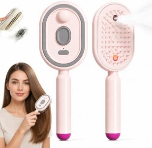 2026 New Electric Steam Brush for Hair, Upgrade Rechargeable 3 in 1 Self Cleaning Hair Brush with Water Spray, Electric Spray Air Cushion Massage Comb for Long Short Hairs Frizz Control (Pink)
