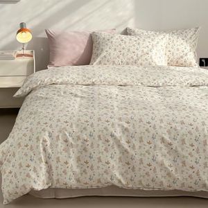 LIWHENHAO Dog Duvet Cover Set Queen 100% Cotton Bedding Cartoon Puppy Balloon Flower Print on Cream White 1 Kawaii Cute Animal Comforter Cover Full 2 Pillowcases for Kids Girls Boys Woman
