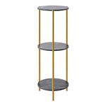 NICEME Tall Table with 3 Tiers, Round End Table Sofa Side Table, 90cm Plant Stand Indoor Plant Holder, with Black Marble Texture (Black, 3 Tier)