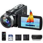 4K Camcorder Video Camera Handheld Camcorder Vlog Camera for YouTube 18X Digital Zoom 3” 270° Rotation Screen Vlogging Camera with 32G SD Card,Remote,2 Batteries,DV Bag