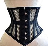 Royals Fashion Heavy Duty Womens Waist Trainer Corset for Weight Loss Black Mesh Underbust Corset (XS (for waist 26"))