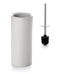 Viosuniu White Ceramic Toilet Brush and Holder Set, Freestanding Toilet Bowl Cleaners Brush, Scrubber Brush for Toilet, Bathroom Accessories with Stainless Handle, Deep Cleaning