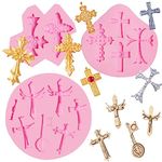 Cross Silicone Molds 3 Pcs, Baptism Cake Decorations Cross Cake Fondant Mold for Chocolate Baptism Cake Toppers for Baptism Party Supplies