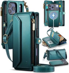 Strapurs for iPhone 17 Pro Max Detachable Wallet Case Compatible with Magsafe, RFID Blocking 9-Card Holder Zipper Strap Lanyard PU Leather Magnetic Phone Case for iPhone 17 Pro Max 6.9", Blue Green