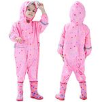 Kids Toddler Rain Suit for girls One Piece Hoodie Zipper Waterproof Rain Jacket 1-3 years S Size