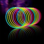 Glow Fever Glow Sticks Bulk 100ct 22'' Glow Necklaces with Connectors, Great for Party Festivals Raves Birthday Wedding, Multi