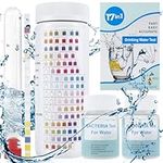 17 in 1 Drinking Water Testing Kits with Tube 100 Strips 2 E. coli Power, Accurate Home Water Quality Test Well and Tap Water Easy Testing for Hardness, pH, Mercury, Lead, Iron, Copper, Chlorine