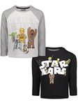 STAR WARS Toddler Boys 2 Pack Long Sleeve Graphic Raglan T-Shirts Black/Gray 5T